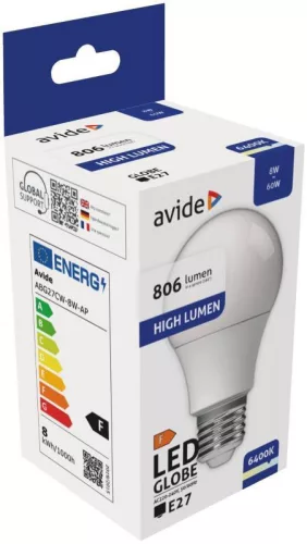 Avide LED Globe G60 8W E27 270° CW 6400K 660lm