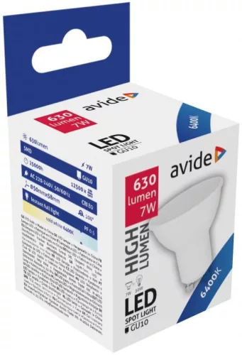 Avide LED Spot Alu+plastic 7W GU10 110° CW 6400K