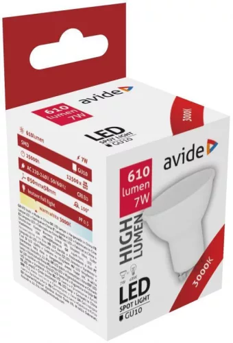 Avide LED Spot Alu 7W GU10 3000K 497 lumen