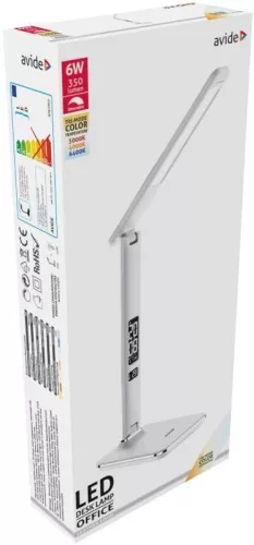 Avide LED Asztali Lámpa Irodai Bőrhatású naptár funkcióva,l 6W Fehér 350 lm