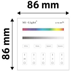   Milight RGB+W 4 Zónás RF Beépíthető /AC180-240V/ Érintőpaneles Távirányító