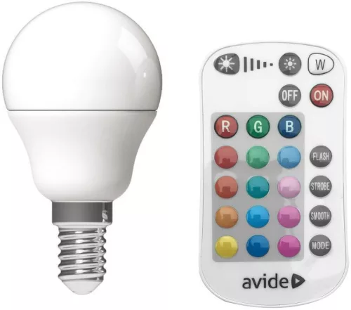 Avide Smart E14 5,5W RGB+W 2700K IR távirányítóval.