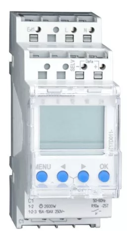 Digitális alkonykapcsoló külső érzékelővel, Tempus Lux, 2-2000lx, max. 2600W, DIN sínre