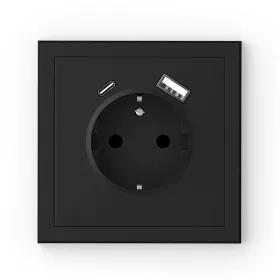   Commel Adria dugalj + USB-A és USB-C, csavaros bekötés, fekete, 16A