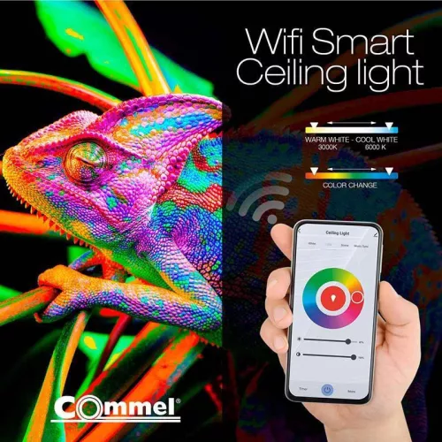 LED mennyezeti lámpa IP20, 24W, 2500lm, 380mm, RGB, csillogós, Wi-Fi