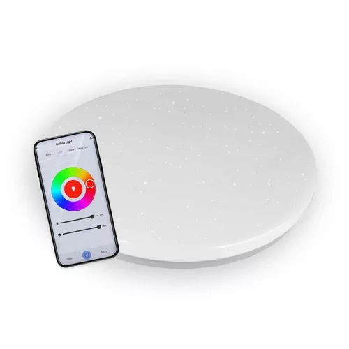 LED mennyezeti lámpa IP20, 36W, 3800lm, 490mm, RGB, csillogós, Wi-Fi