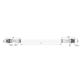   M8-M12 kábel, apa-apa, 4 pólus, egyenes, D Code, PUR, 2x2x26AWG, árnyékolt, 4 méter
