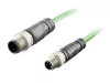 M8-M12 kábel, apa-apa, 4 pólus, egyenes, D Code, PUR, 2x2x26AWG, árnyékolt, 4 méter