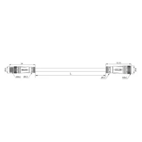   M8-M8 kábel, apa-anya, 4 pólus, egyenes, A Code, PUR, 2x2x26AWG, árnyékolt, 5 méter