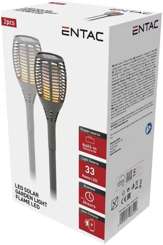 Entac Kerti Szolár fáklya láng effekttel 560mm 33 LED 2db/csomag