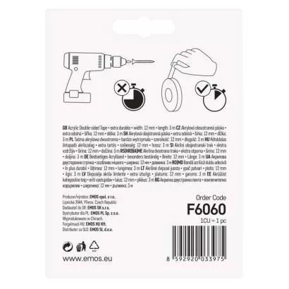 Kétoldalas öntapadó akrilszalag 12mm x 3m, extra erős tapadás