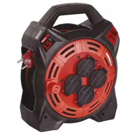   Kültéri kábeldob 15 m / 4 aljzat / gumi-neoprén / 230 V / 1,5 mm2 LED fényvisszaverővel