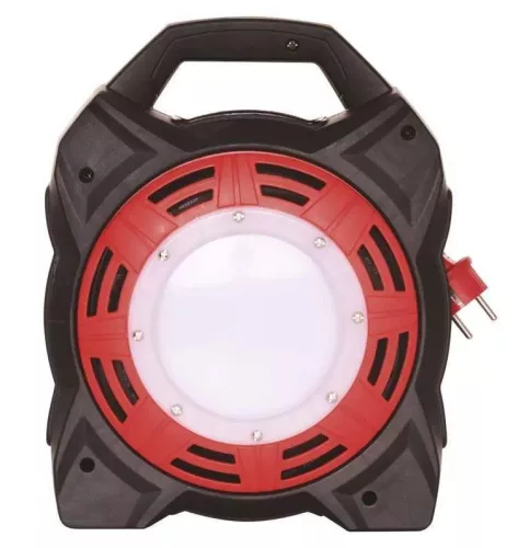 Kültéri kábeldob 15 m / 4 aljzat / gumi-neoprén / 230 V / 1,5 mm2 LED fényvisszaverővel