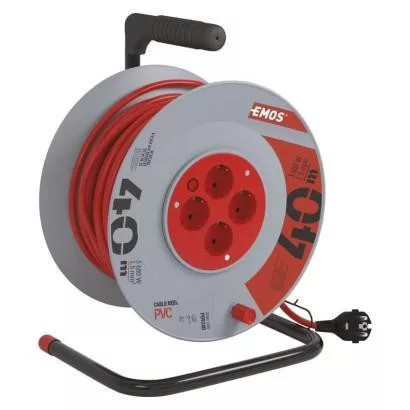 Kábeldob 40 m / 4 aljzat / narancssárga / PVC / 230 V / 1,5 mm2