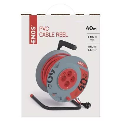 Kábeldob 40 m / 4 aljzat / narancssárga / PVC / 230 V / 1,5 mm2