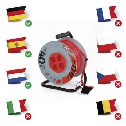 Kábeldob 40 m / 4 aljzat / narancssárga / PVC / 230 V / 1,5 mm2