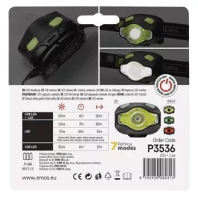   Fejlámpa 3W LED COB, 3×1,5 V AAA, fehér, zöld és piros színnel is világíthat