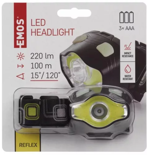 Fejlámpa 3W LED COB, 3×1,5 V AAA, fehér, zöld és piros színnel is világíthat