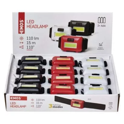 Fejlámpa 1W COB LED, 3×AAA 1,5V
