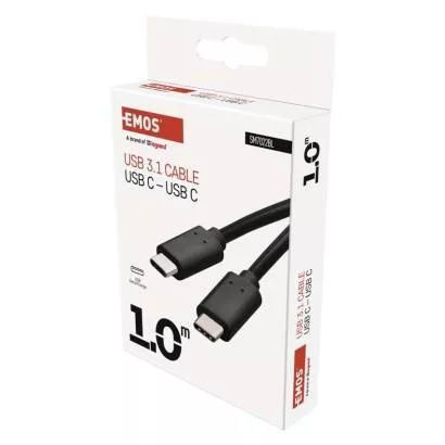 USB-C 3.1 / USB-C 3.1 kábel C csatlakozóval a gyors töltéshez és adattovábbításhoz, 1m, fekete, USB 3.1
