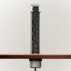 Energiaoszlop POP UP 3-as, 2x USB töltővel, süllyesztett elosztó, szálcsiszolt, 1,5 m kábellel