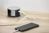 Asztalba süllyeszthető 3-as elosztó, 2x USB, Alumínium, függőleges, Ezüst, 230 V AC