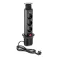 Asztalba süllyeszthető 3-as elosztó, 230 V AC, átm: 60 mm, FEKETE, AE-BPW3S60-20