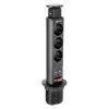 Asztalba süllyeszthető 3-as elosztó, 2x USB, függőleges, Fekete, 230 V AC