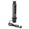 Asztalba süllyeszthető 3-as elosztó, 2x USB, függőleges, Fekete, 230 V AC