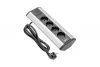 Bútorra szerelhető sarokelosztó, 4-es, 1,5m H05VV-F 3x1,5mm2, 230V, EZÜST