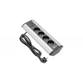   Bútorra szerelhető sarokelosztó, 4-es, 1,5m H05VV-F 3x1,5mm2, 230V, EZÜST
