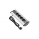 Bútorra szerelhető sarokelosztó, 4-es, 1,5m H05VV-F 3x1,5mm2, 230V, EZÜST