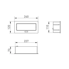   Asztalba süllyeszthető 3-as elosztó, 2xUSB, 230V, IP20, Ezüst