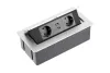 Asztalba süllyeszthető 3-as elosztó, 2xUSB, 230V, IP20, Ezüst