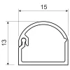 Minicsatorna, gömbölyű fedéllel 15 x 12mm, műanyag kábelcsatorna
