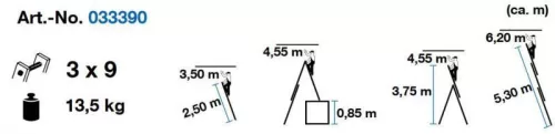Krause Corda sokcélú létra lépcsőfunkcióval 3x9 fokos, 033390
