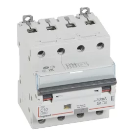   DX3 4P kombinált áram-védőkapcsoló  C10 6000A / 10kA 30mA A típus