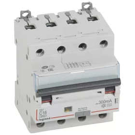   DX3 4P kombinált áram-védőkapcsoló  C16 6000A / 10kA 300mA A típus