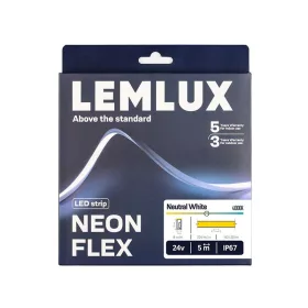   LED NEON FLEX 24Vdc, 9.6W/m, 144LED/m, 4000K, 4x10mm, 5m tekercs, IP68