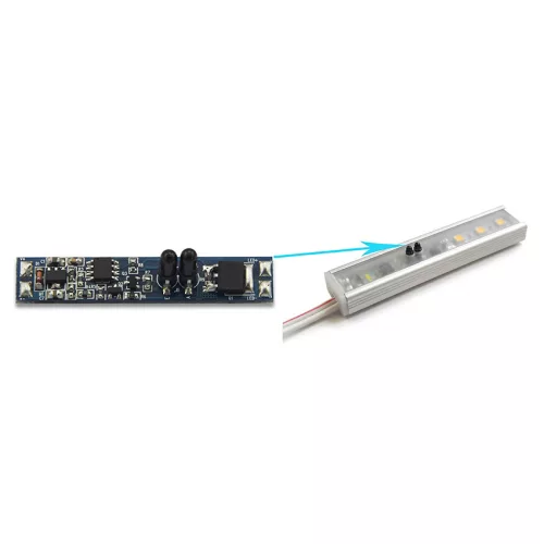 LED profilba építhető kapcsoló, IR, kézmozgásra kapcsol, dimmelhető, 12-24V DC, 8A