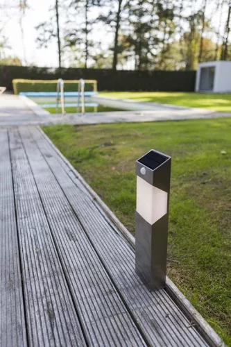 Lutec SOLSTEL napelemes lámpatest, rozsdamentes acél, 150 lm, 2,3 W, IP 44