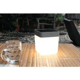   Lutec TABLE CUBE napelemes lámpatest, ezüst, 100 lm, 1 W, IP 44