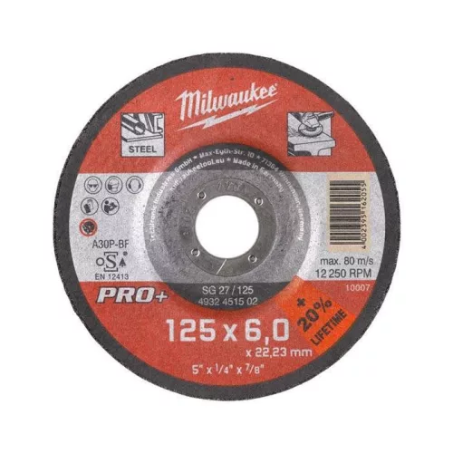 Milwaukee Csiszolókorong fémhez 125x6 Hajlított SG27 PRO+ /1db