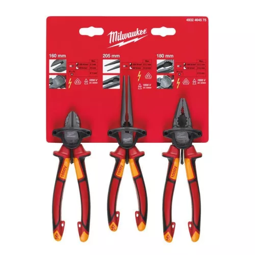Milwaukee VDE Villanyszerelő Fogó készlet 3 részes - 1 db