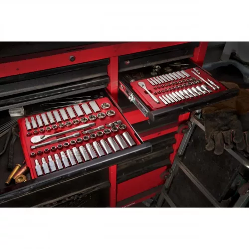 Milwaukee 1/4" Racsnis dugókulcs készlet metrikus és colos méret (50 részes)