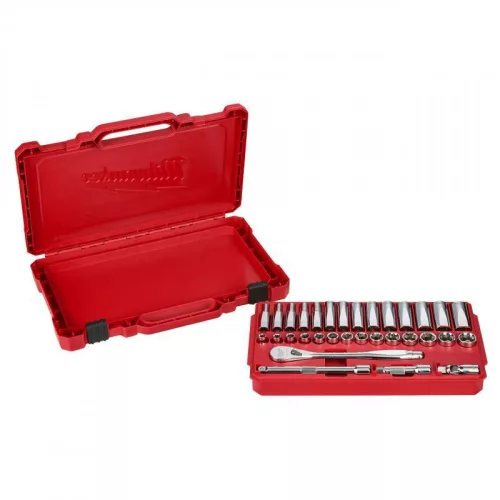 Milwaukee 3/8" Racsnis dugókulcs készlet metrikus méret (32 részes)