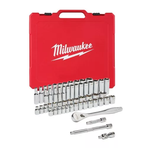 Milwaukee 3/8" Racsnis dugókulcs készlet metrikus és colos méret (56 részes)