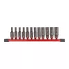 Milwaukee 1/4" Gépi Dugókulcs 6 lapú, hosszú készlet (12 részes) 1 db