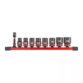   Milwaukee 3/8" Gépi Dugókulcs 6 lapú, rövid készlet (9 részes) 1 db
