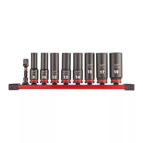 Milwaukee 3/8" Gépi Dugókulcs 6 lapú, hosszú készlet (9 részes) 1 db